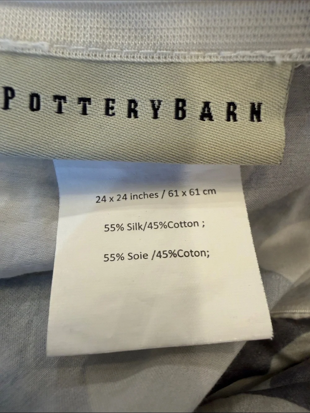 2 Pottery Barn Gray and White Silk Cotton Pillow covers